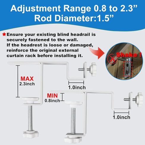 Inside Integrated Blind Curtain Rod Bracket Set, 0.8-2.3 Inch Wide Track, Drill-Free Installation& Tool-Free, Includes Guide and Magnetic Curtain Buckle White 2pcs(US Patent Application) in Kuwait