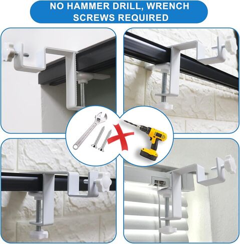 Inside Integrated Blind Curtain Rod Bracket Set, 0.8-2.3 Inch Wide Track, Drill-Free Installation& Tool-Free, Includes Guide and Magnetic Curtain Buckle White 2pcs(US Patent Application) in Kuwait