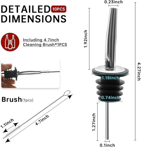 12/24/48 Pack Pour Spouts for Liquor Bottles, Liquor Pour Stainless Steel Classic Bottle Speed Pourers with Tapered Spout，Free Flow Pourers，Most Fit Classic Bottle's Lip 3/4" (12PC) in Kuwait