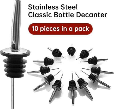 12/24/48 Pack Pour Spouts for Liquor Bottles, Liquor Pour Stainless Steel Classic Bottle Speed Pourers with Tapered Spout，Free Flow Pourers，Most Fit Classic Bottle's Lip 3/4" (12PC) in Kuwait
