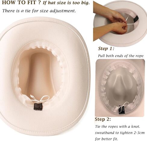 White Cowgirl Hats Pinched Wide Brim Cowboy Hat for Women in Kuwait