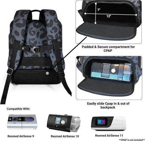 حقيبة ظهر 40Winkz USA CPAP خفيفة الوزن للسفر لجهاز CPAP المتوافقة مع Resmed Airsense 10، Airsense 11، Respironics Dreamstation والمزيد. (البحرية) in Kuwait