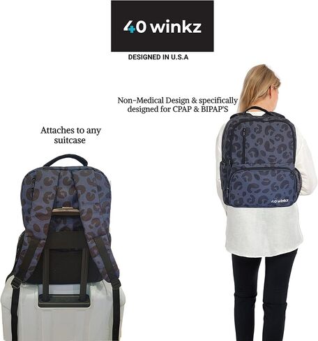 حقيبة ظهر 40Winkz USA CPAP خفيفة الوزن للسفر لجهاز CPAP المتوافقة مع Resmed Airsense 10، Airsense 11، Respironics Dreamstation والمزيد. (البحرية) in Kuwait