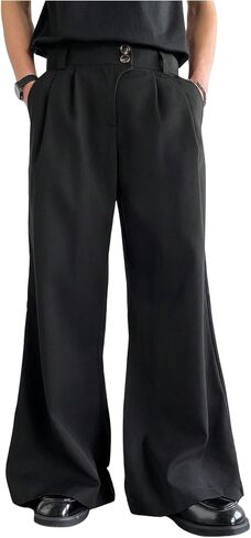 OYOANGLE Men's Wide Leg Suit Pants Pleated Business Casual Baggy Dress Trousers with Pockets in Saudi Arabia