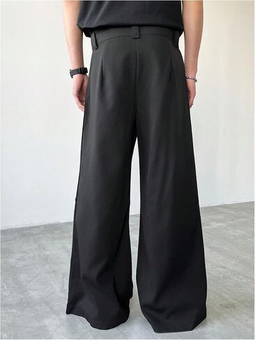 OYOANGLE Men's Wide Leg Suit Pants Pleated Business Casual Baggy Dress Trousers with Pockets in Saudi Arabia