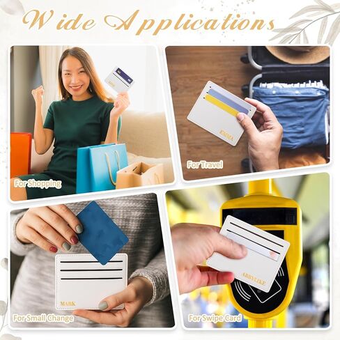 Abbylike 36 pcs الحد الأدنى من بطاقة الائتمان الائتمانية بالجملة الجلدية ليزر النقش الأمامي جيب نحيف محفظة RFID حظر للنساء الرجال يسافرون هدايا DIY in Saudi Arabia