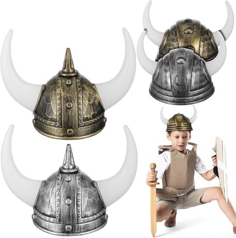 4pcs خوذة Viking مع قبعة القرن الوسطى لحفلات Cosplay Halloween Decorative Berserker Soldier Costum in Saudi Arabia
