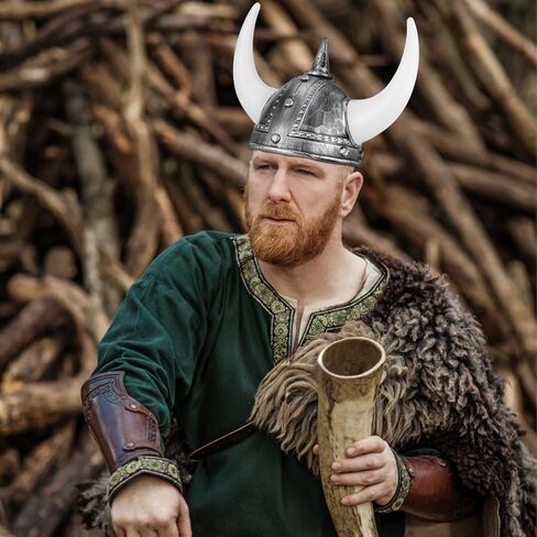 4pcs خوذة Viking مع قبعة القرن الوسطى لحفلات Cosplay Halloween Decorative Berserker Soldier Costum in Saudi Arabia