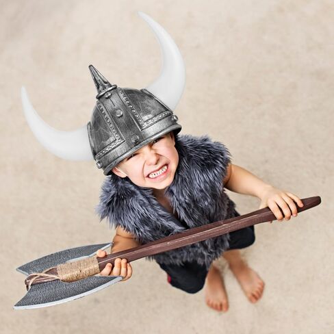 4pcs خوذة Viking مع قبعة القرن الوسطى لحفلات Cosplay Halloween Decorative Berserker Soldier Costum in Saudi Arabia
