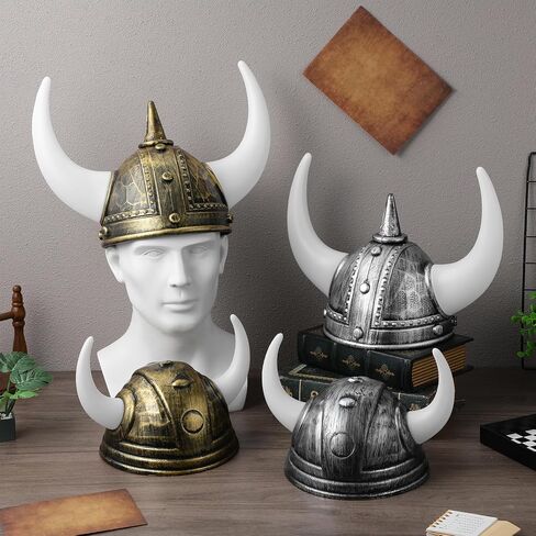 4pcs خوذة Viking مع قبعة القرن الوسطى لحفلات Cosplay Halloween Decorative Berserker Soldier Costum in Saudi Arabia