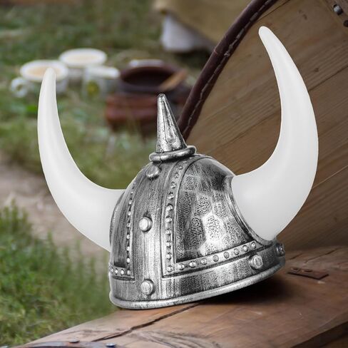 4pcs خوذة Viking مع قبعة القرن الوسطى لحفلات Cosplay Halloween Decorative Berserker Soldier Costum in Saudi Arabia