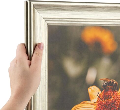 ArtToFrames 12x18 inch Silver Grey Ridged Wood Picture Frame, WOM0066-83186-939-12x18, 12 x 18 in Saudi Arabia
