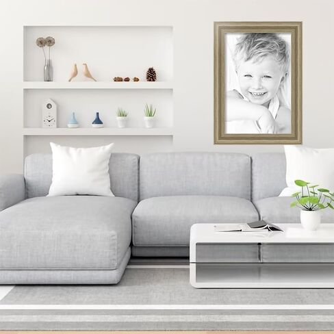 ArtToFrames 12x18 inch Silver Grey Ridged Wood Picture Frame, WOM0066-83186-939-12x18, 12 x 18 in Saudi Arabia