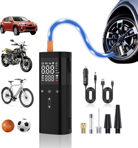 ضاغط الهواء المحمول في إطارات الإطارات ، مضخة هواء 150psi لإطارات السيارات مع بطارية 25000 مللي أمبير في الساعة ، ومضخة الهواء المحمولة 5x أسرع مع مقياس الضغط الرقمي للسيارات وسيارات الدفع الرباعي وإطارات الدراجات والدراجات النارية والكرة وما إلى ذلك. in Saudi Arabia