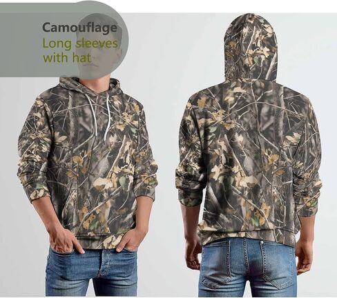Men's Camo Hoodies Sweatshirt Hunting Shirts Camouflage Long Sleeve Fishing Clothes in Saudi Arabia