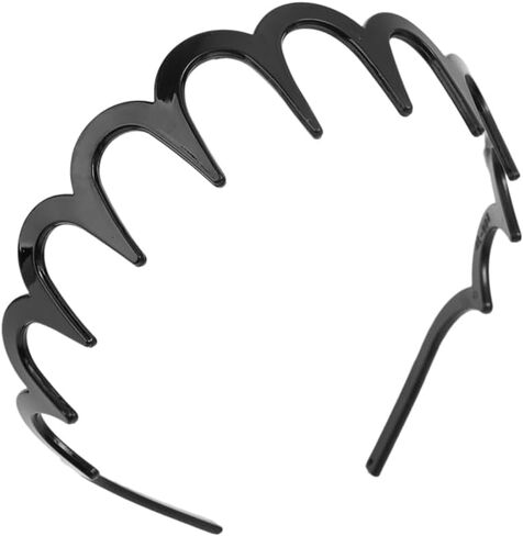 Wave Headbands Solid Color Toothed Non-slip Sports Hairband for Women Face Wash Hair Accessories,Black in Saudi Arabia