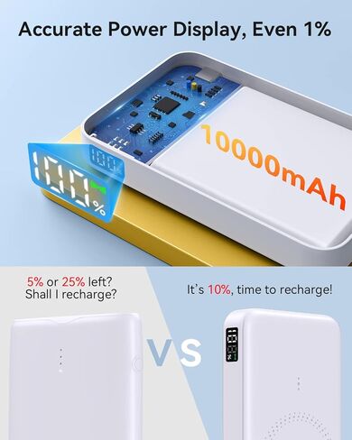 weetla 𝟮𝟬𝟮𝟯 𝗡𝗲𝘄 حزمة بطارية مغناطيسية 10000 مللي أمبير في الساعة، شاشة رقمية LED، بنك طاقة لاسلكي قابل للطي مع مسند، كابل USB-C، شاحن لاسلكي محمول، بنك طاقة لهاتف iPhone 14/13/12 03A (أسود) in Kuwait