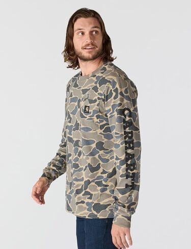 Carhartt Men's Relaxed Fit Heavyweight Long-Sleeve Pocket Camo Logo Graphic T-Shirt in Saudi Arabia