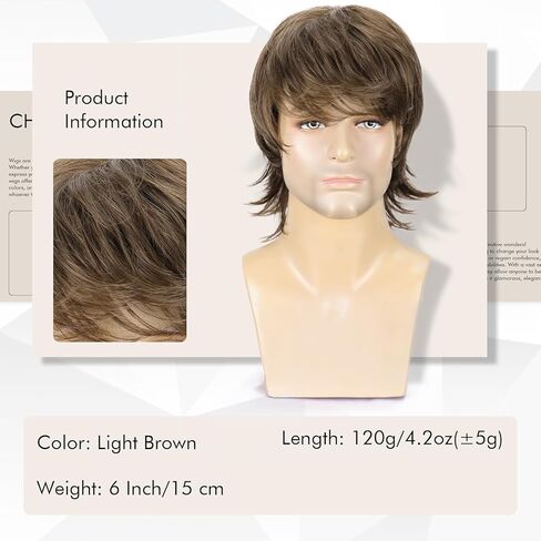 Short Layered Wigs for Men Males 80s Natural Men Wigs Synthetic Heat Resistant Fiber Costume Wigs for Halloween Cosplay Use in Saudi Arabia