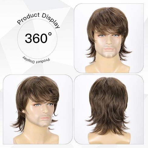 Short Layered Wigs for Men Males 80s Natural Men Wigs Synthetic Heat Resistant Fiber Costume Wigs for Halloween Cosplay Use in Saudi Arabia
