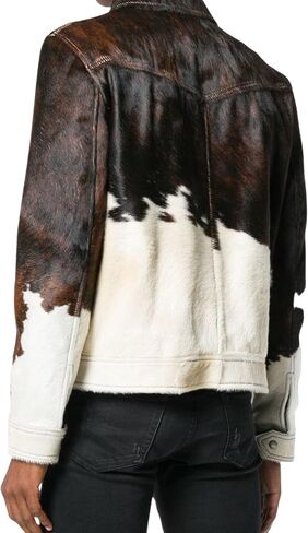 Men's Real Cow Hair on Leather Jacket, Cow Skin Print Pony Skin Coat, Casual in Saudi Arabia