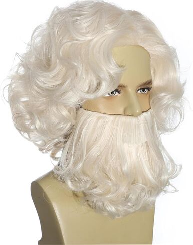 Man Costume Wig Realistic Shaggy Old Man Wig with Detachable Wizard Beard Brown in Saudi Arabia