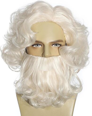 Man Costume Wig Realistic Shaggy Old Man Wig with Detachable Wizard Beard Brown in Saudi Arabia