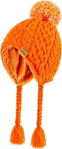 Kids Winter Beanie Hat with Pom Pom, Winter Fleece Lining Skiing Caps with Warm Ear Flap 4-10 Years in Saudi Arabia
