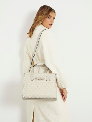 GUESS Izzy Double Compartment Tote, Dove Logo in Kuwait