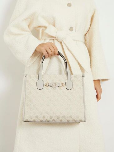 GUESS Izzy Double Compartment Tote, Dove Logo in Kuwait