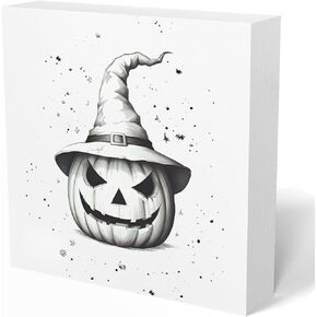 ديكور الخريف، علامة صندوق خشبي Happy hallothanksMas، خريف عيد الشكر لعيد الهالوين وزينة عيد الميلاد للمنزل والمكتب وطاولة المكتب وديكور سطح الطاولة، ديكورات الخريف اللطيفة، 5 × 5 بوصات in Kuwait