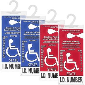 4PCS Handicap Placard Holder, 11.4×5Inch Ultra Transparent Handicap Placard Holder for Auto Disabled Parking Permit Holders Mirror Tag Holders with Large Hanger for Disable Parking in Kuwait