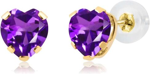 14K Yellow Gold Moissanite from Charles & Colvard Stud Earrings For Women (1.00 Cttw, Heart Shape 5MM) in Saudi Arabia