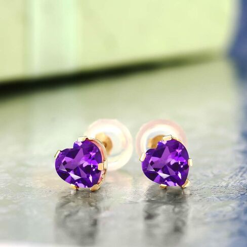 14K Yellow Gold Moissanite from Charles & Colvard Stud Earrings For Women (1.00 Cttw, Heart Shape 5MM) in Saudi Arabia