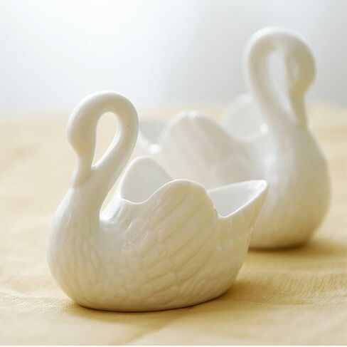 Swan Ceramic Flower Pot Multifunctional حامل الشمعة الحلي الزخارف زخرفة تخزين ديكور المنزل (اللون: ، الحجم: L) (أبيض صغير) in Saudi Arabia