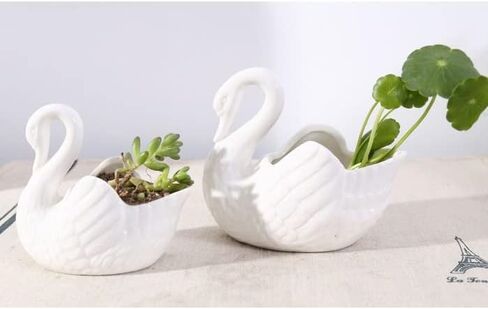 Swan Ceramic Flower Pot Multifunctional حامل الشمعة الحلي الزخارف زخرفة تخزين ديكور المنزل (اللون: ، الحجم: L) (أبيض صغير) in Saudi Arabia