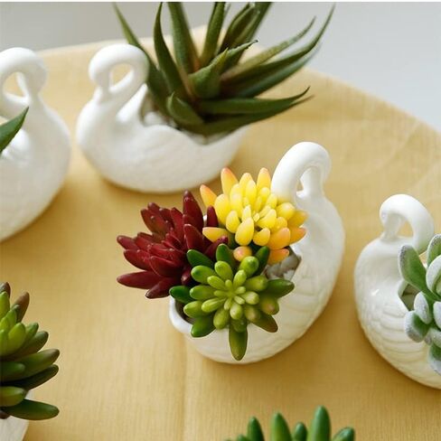 Swan Ceramic Flower Pot Multifunctional Candle Holder Gift Ornaments Home Decoration Storage Ornament (Color:, Size: L) (White Large) in Saudi Arabia