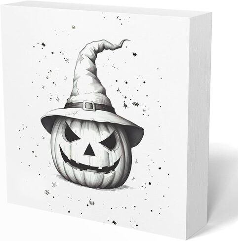 ديكور الخريف، علامة صندوق خشبي Happy hallothanksMas، خريف عيد الشكر لعيد الهالوين وزينة عيد الميلاد للمنزل والمكتب وطاولة المكتب وديكور سطح الطاولة، ديكورات الخريف اللطيفة، 5 × 5 بوصات in Kuwait