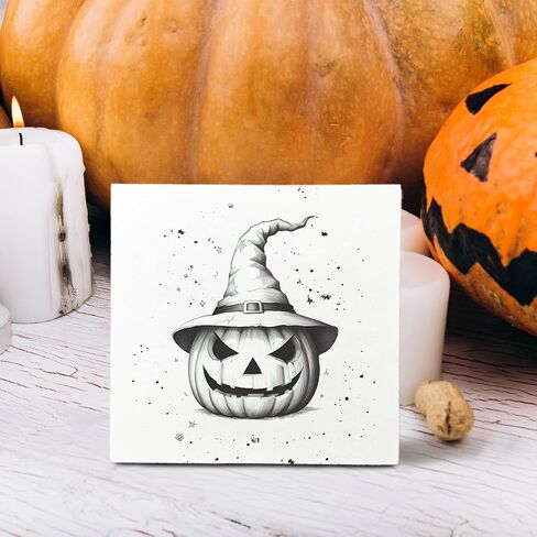 ديكور الخريف، علامة صندوق خشبي Happy hallothanksMas، خريف عيد الشكر لعيد الهالوين وزينة عيد الميلاد للمنزل والمكتب وطاولة المكتب وديكور سطح الطاولة، ديكورات الخريف اللطيفة، 5 × 5 بوصات in Kuwait