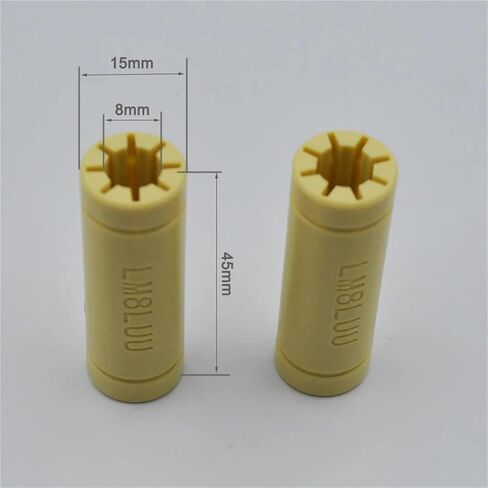 10pcs البوليمر الصلب LM8LUU المحامل الخطية جلبة 8 * 15 * 45 مم محامل بلاستيكية 8 ملم القطر الداخلي (2pcs) in Kuwait
