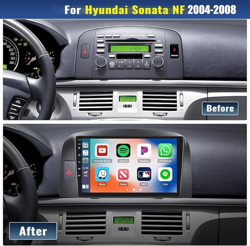 8-Core 4+64G Android Stereo for with Hyundai Sonata NF 2004-2008 with Carplay Android Auto 59 Theme 9 inch Touch Screen Bluetooth 5.0 FM/RDS Network Radio DSP 32EQ AI Voice GPS in Kuwait