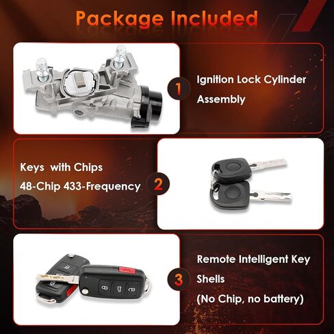 Ignition Switch Lock Cylinder Assembly with Remote Intelligent Key Shell, Compatible with Volkswagen VW 06-18 Jetta, 04-07 10-11 Golf, 07-11 EOS, 06-09 Rabbit, Replaces# 1K0905851B/1K0905851 in Saudi Arabia