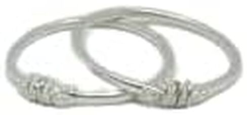 White Metal Nazariya Kada Silver Bachon Ke Liye Nazar Battu Kadey for Bachon Ke kangnu with ghungru (1 Pair) for 0-1 yrs. 4 cm x 4 cm in Saudi Arabia