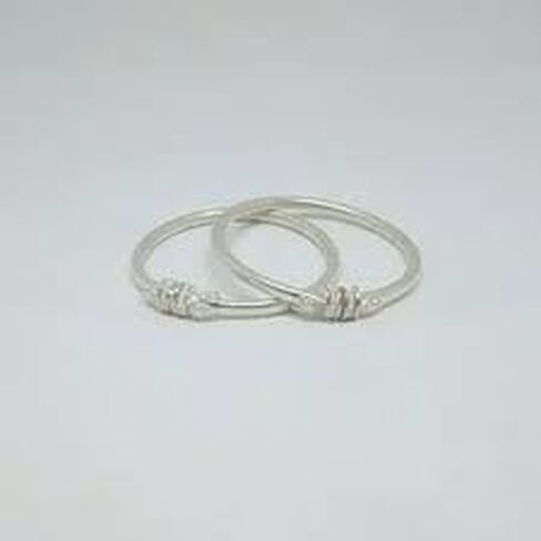 White Metal Nazariya Kada Silver Bachon Ke Liye Nazar Battu Kadey for Bachon Ke kangnu with ghungru (1 Pair) for 0-1 yrs. 4 cm x 4 cm in Saudi Arabia