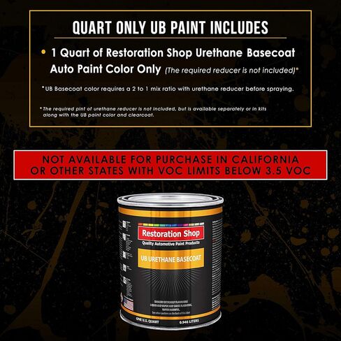 Restoration Shop - Jet Black Urethane Basecoat Auto Paint - Quart Paint Color Only - Professional High Gloss Automotive, Car, Truck Refinish Coating in Saudi Arabia