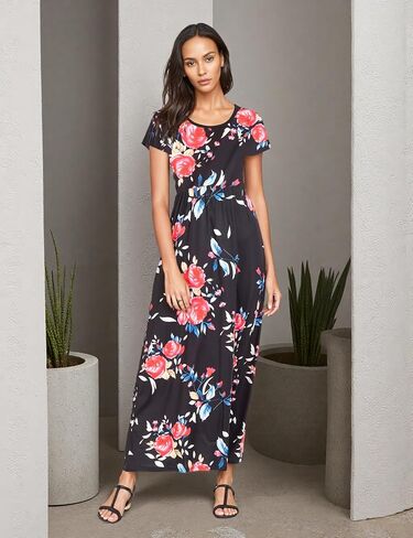Womens 2025 Maxi Dresses Empire Waist Casual Short Sleeve Dress in Saudi Arabia