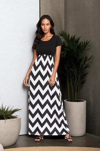 Women's Casual Summer Maxi Dress Fashion Short Sleeve in Saudi Arabia