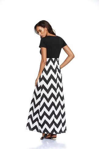 Women's Casual Summer Maxi Dress Fashion Short Sleeve in Saudi Arabia