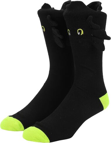 Bioworld How To Train Your Dragon Toothless Plush Character Heads Adult Black Casual Crew Socks -OSFA in Saudi Arabia