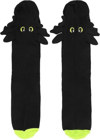 Bioworld How To Train Your Dragon Toothless Plush Character Heads Adult Black Casual Crew Socks -OSFA in Saudi Arabia